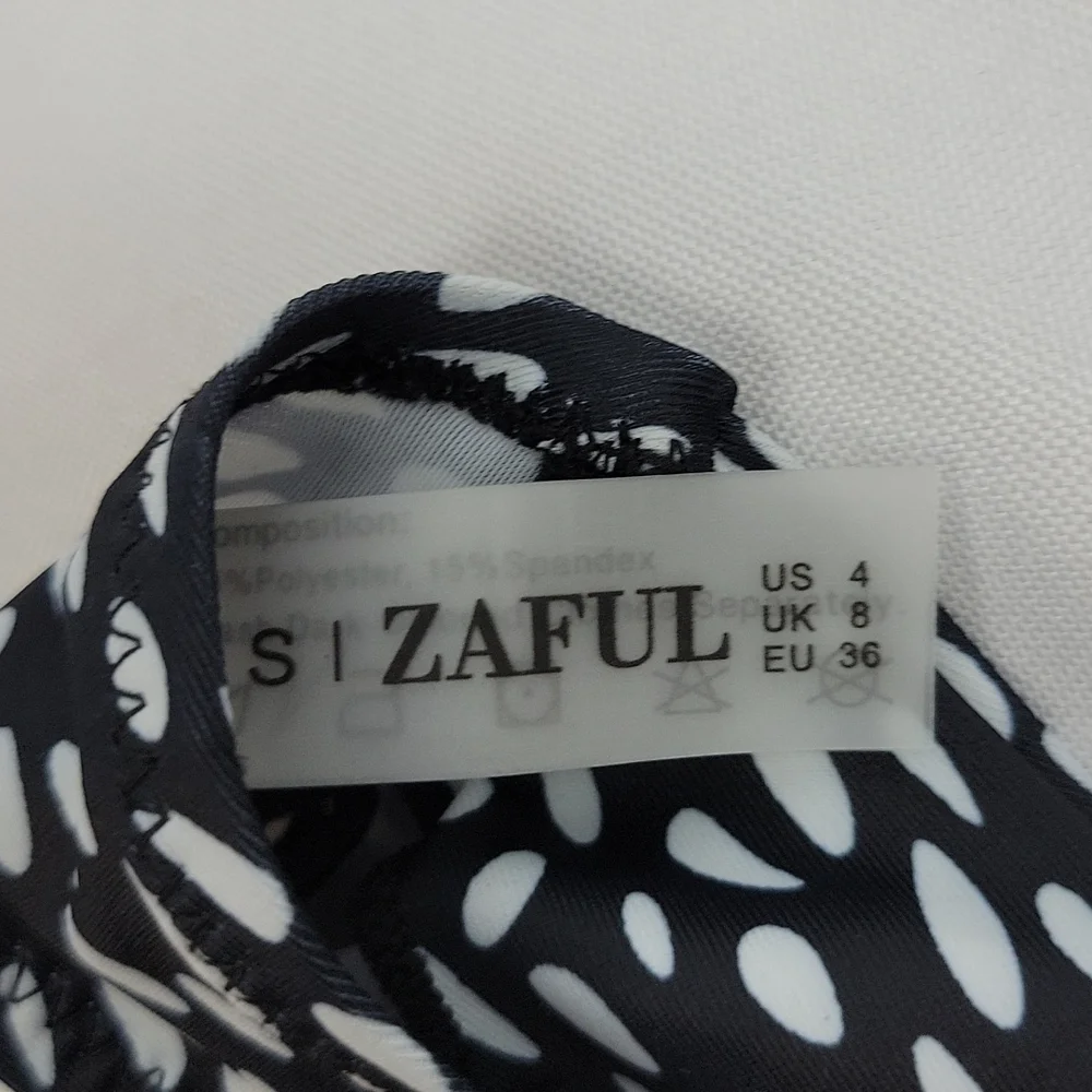Zaful bikini two piece set black white dots S